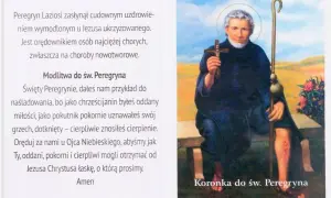 Święty Peregryn, patron chorych, z laską i krzyżem. Modlitwa do św. Peregryna.