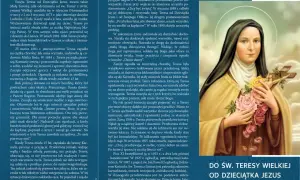 Litania do św. Teresy od Dzieciątka Jezus. Święta Teresa z Avila, zwana Małą Tereską, na obrazie trzyma krucyfiks i róże.